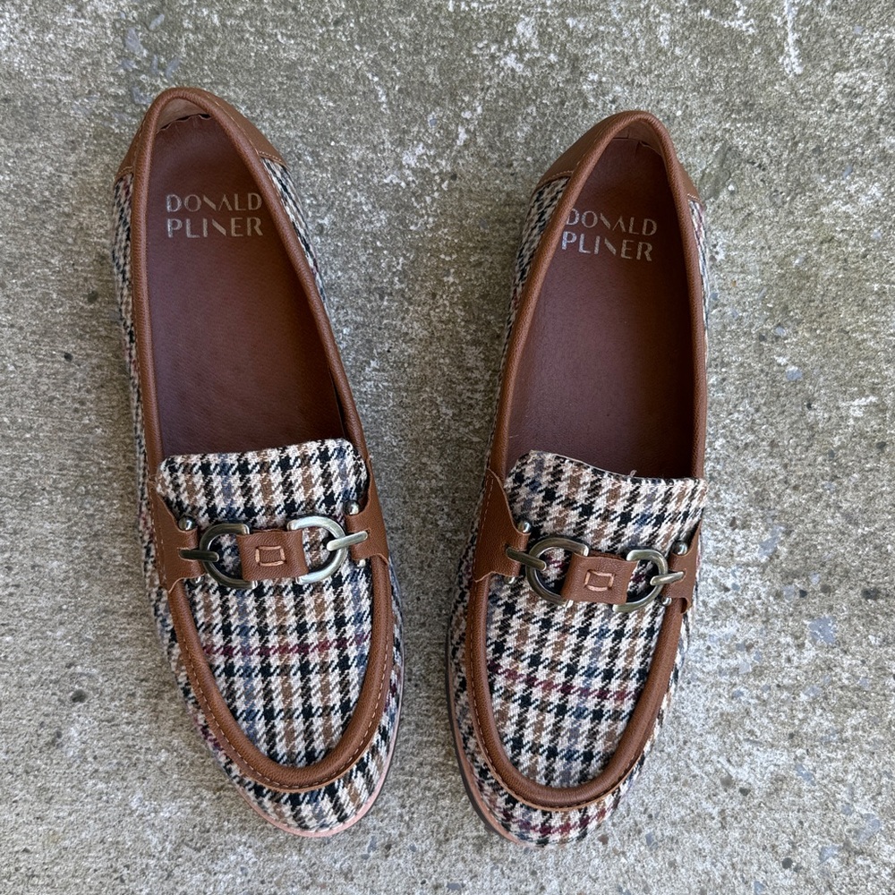 NIB Donald J. Pliner Clio Saddle Houndstooth Loafer Size 8.5 - Picture 3 of 10